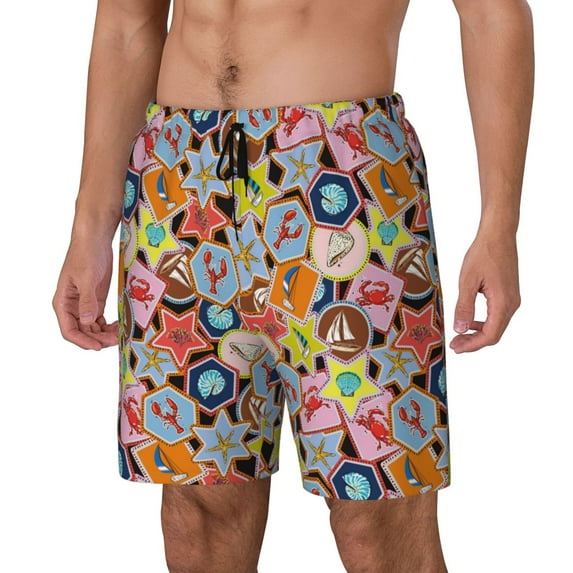 Vsdgher Beach Life for Mens Swim Trunks with Compression Liner Swim Shorts Swim Suits Board Shorts-Medium