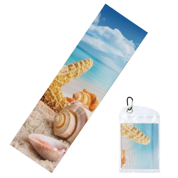 Vsdgher Beach Starfish Shell Cooling Towel (40"x12"), Soft Breathable Chilly Towel, Ice Towel, Microfiber Towel for Sport, Workout & More Activities