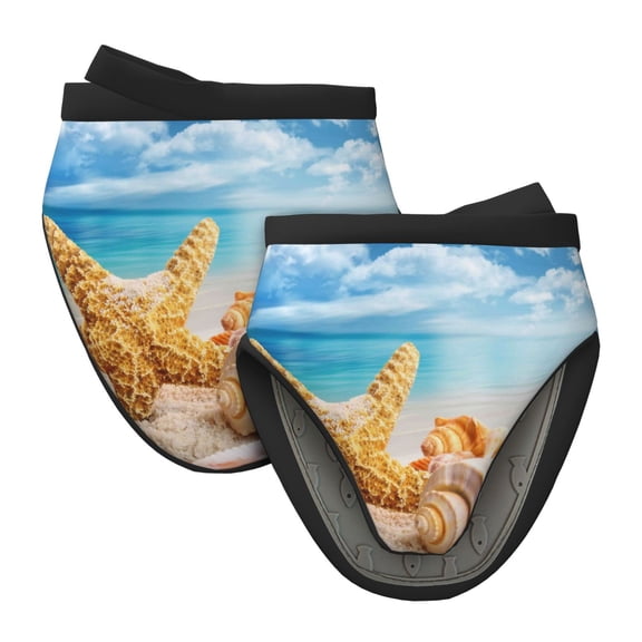 Vsdgher Beach Starfish Shell Non-Slip Mini Oven Mitt Set, Short Oven Mitts for Baking Grilling Barbecue Microwave, 5.9"x5.9"in