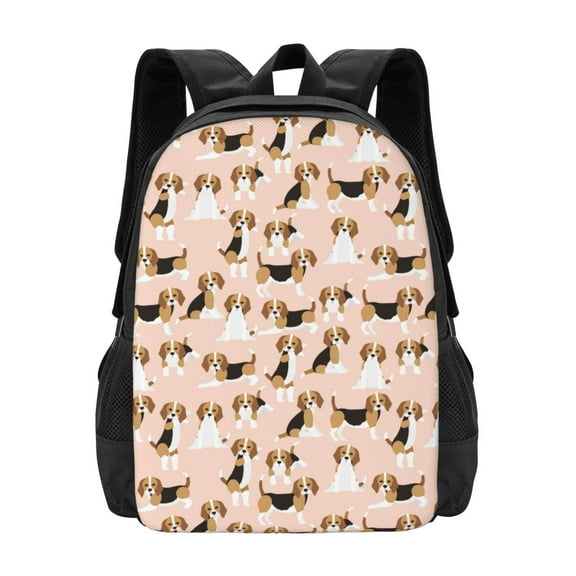 Vsdgher Beagle Dog On Brown Print Backpack for Women Men School Bookbag with Laptop Compartment for College Work Travel, Simple Fashion Casual Daypack, Fit 15" Laptop
