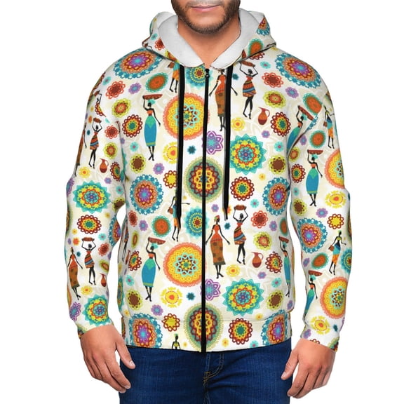 Vsdgher Beautiful African Womens Mens Hoodies Zip Hoodie, Hoodies for Men, Zip-up Hooded Sweatshirt-Medium
