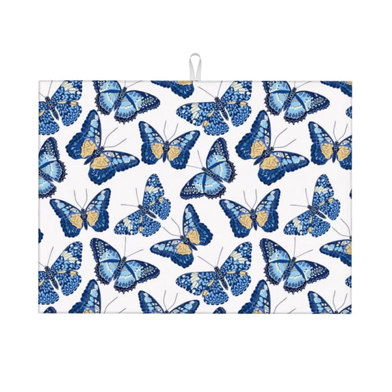 Vsdgher Beautiful Butterflies Dish Drying Mat Super Absorbent Drying Mat Large Dish Drying Mats for Kitchen Counter Kitchen Drying Mat 24" x 18"
