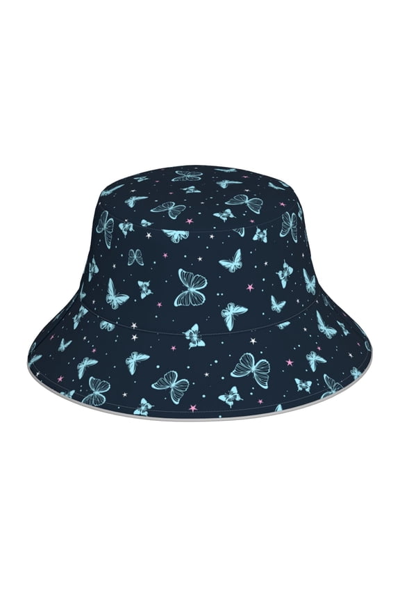 Beautiful Butterflies Print Bucket Hat for Men&Women Bucket Hat Reversible Summer Double-Side-Wear Travel Gardening, Beach, Camping, Hiking, Fishing Cap