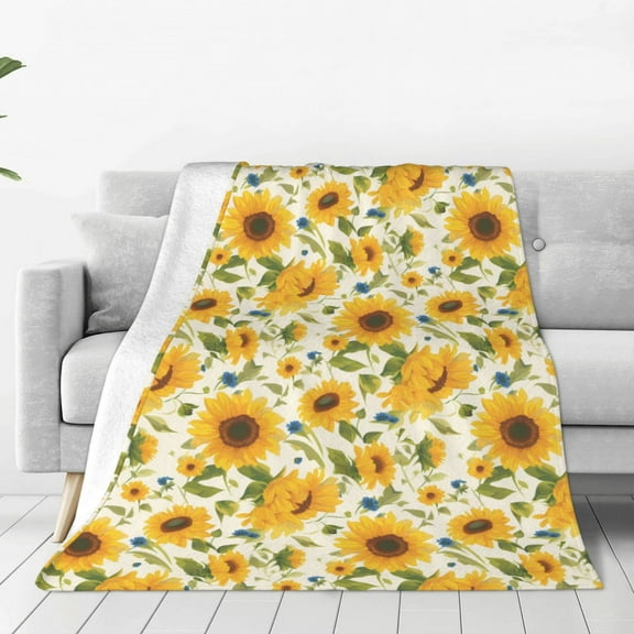 Vsdgher Beautiful Countryside Sunflower Ultra-Soft Micro flannel Blanket Throw Blankets for Couch Sofa, Bed (4 sizes)-60"x50"