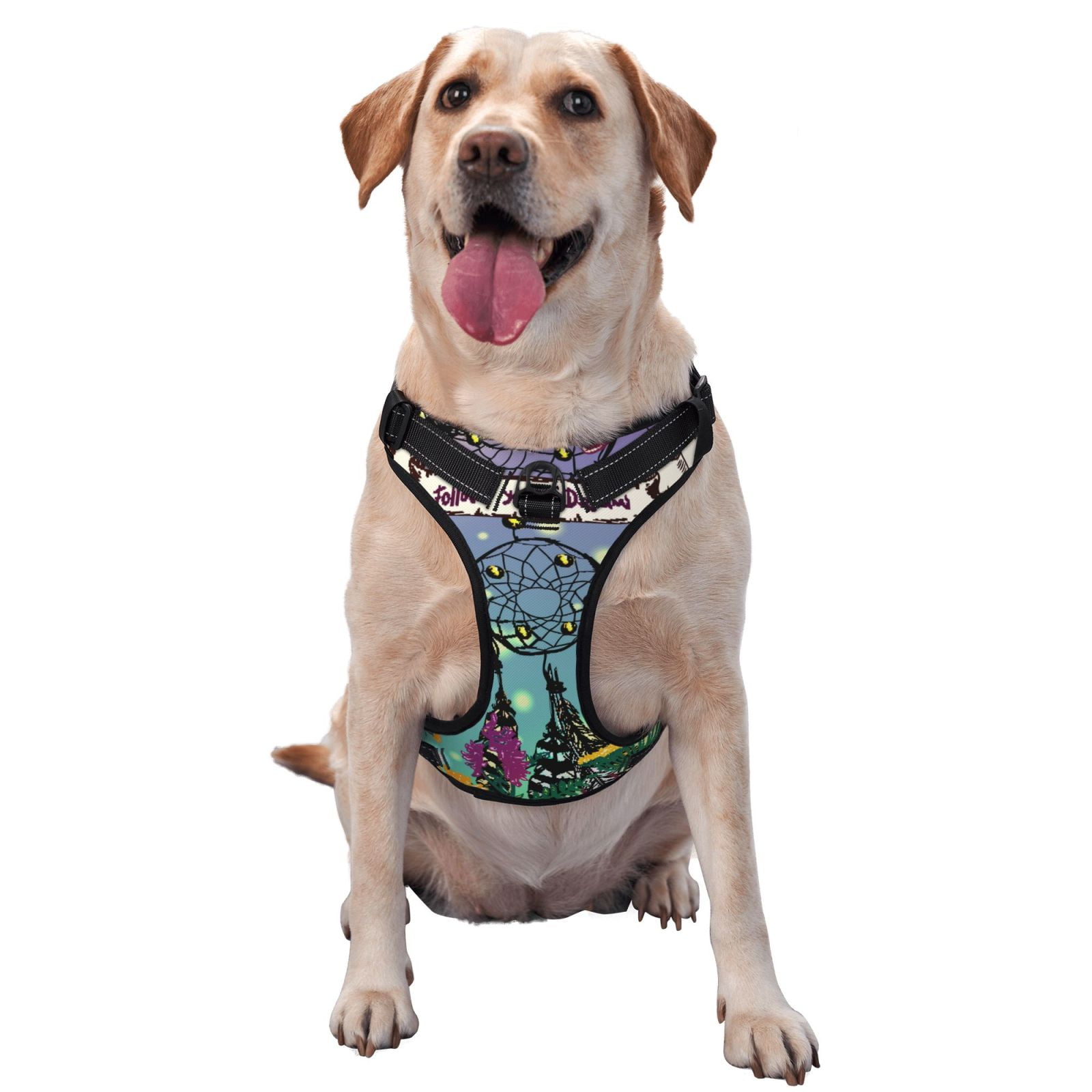 Vsdgher Beautiful Dreamcatcher Dog Harness, No-Pull Pet Harness, Dog Vest, Pet Vest for Small to Large Dogs-Large