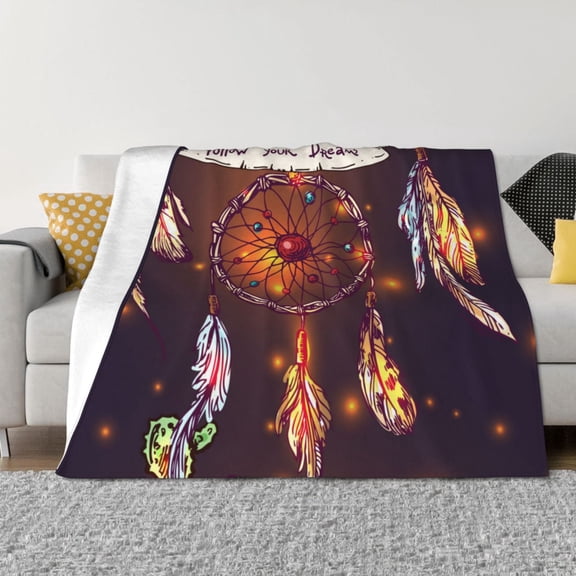 Vsdgher Beautiful Dreamcatcher1 Pattern Fleece Throw Blanket, Horizontal Fleece Bedding Home Decor for Couch & Bed All Season Use -60"x50"