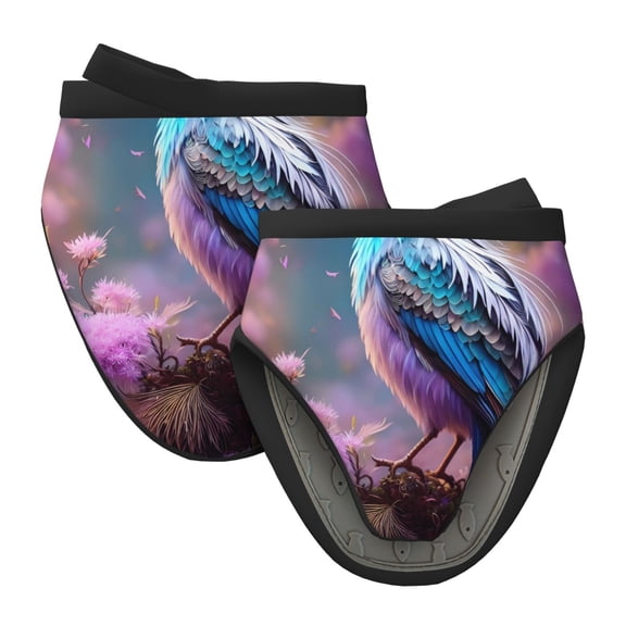 Vsdgher Beautiful Flower Blue Bird Non-Slip Mini Oven Mitt Set, Short Oven Mitts for Baking Grilling Barbecue Microwave, 5.9"x5.9"in