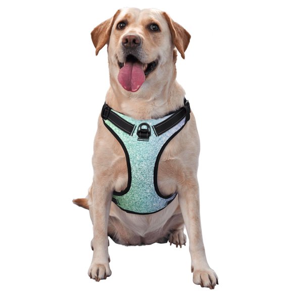 Vsdgher Beautiful Glitter Pattern Dog Harness,No Pull Pet Harness with Soft Padded Handle,Adjustable Reflective Vest with 2 Buckles,4 Slide Buckles,S-XL Large