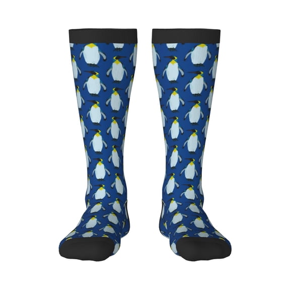 Vsdgher Beautiful King Penguin Pattern Print Thigh High Socks Extra Long Stretchy Sock Women Over Knee High Opaque Stocking Daily Wear