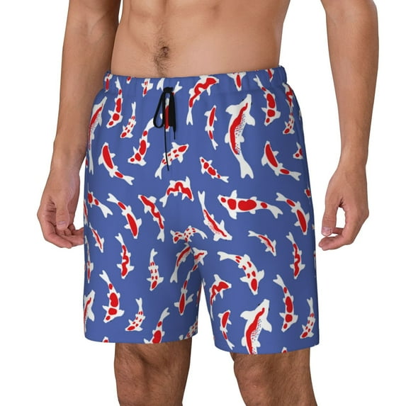 Vsdgher Beautiful Koi Fish for Mens Swim Trunks with Compression Liner Swim Shorts Swim Suits Board Shorts-X-Large