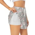 thumbnail image 1 of Vsdgher Beautiful Rabbit1 Print Women's Running Double Layer Shorts High Waisted with Pockets Elastic Yoga Workout Athletic Gym Sports, 1 of 8