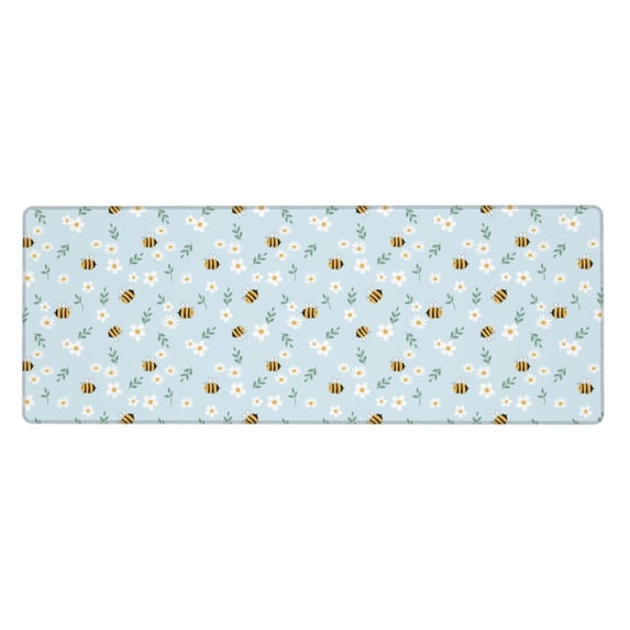 Vsdgher Bee Flower for Mouse Pad with Stitched Edges,Desk mat for Laptop,Computer & PC, Wristing Pad for Gamer,Office & Home,12 x 31.5 in