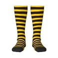 thumbnail image 1 of Vsdgher Bee Stripe Print Thigh High Socks Extra Long Stretchy Sock Women Over Knee High Opaque Stocking Daily Wear, 1 of 5