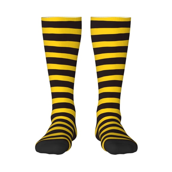 Vsdgher Bee Stripe Print Thigh High Socks Extra Long Stretchy Sock Women Over Knee High Opaque Stocking Daily Wear