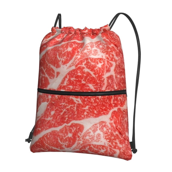 Vsdgher Beef Steaks Drawstring Backpack Water Resistant String Bag Sports Sackpack Gym Sack for Men Women