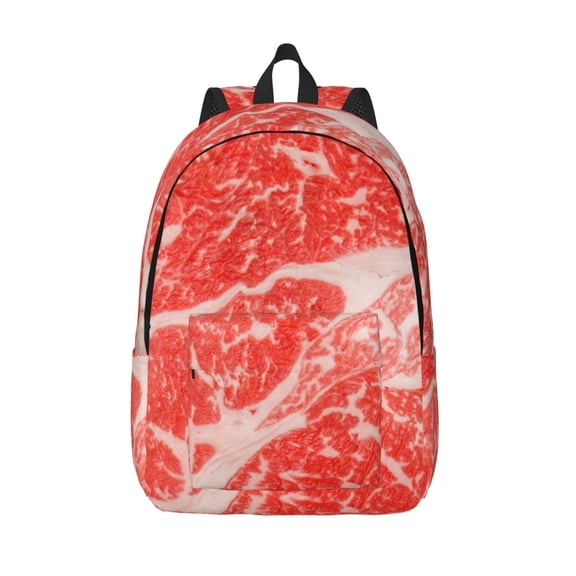 Vsdgher Beef Steaks Print Canvas Backpack Travel Rucksack Unisex Knapsack 15.7/17.7Inch Laptop Backpack for Work,College -Small