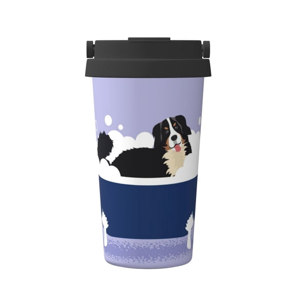 Vsdgher Bernese Mountain Dog Sitting Bath Tub Coffee Mug Pobtable To Stainless Steel Coffee Tumbler Coffee Cups with Lids Thermos for Hot and Cold Drink