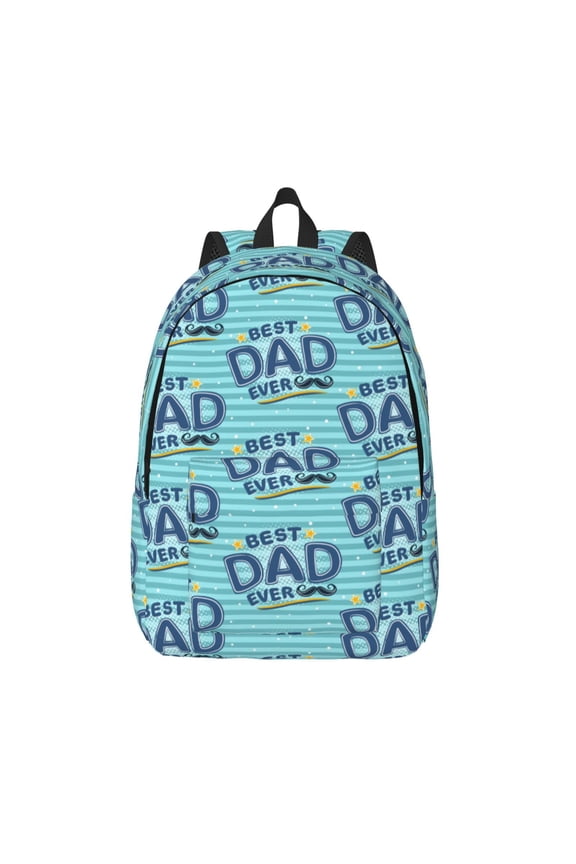 Best Dad Ever Print Canvas Backpack Travel Rucksack Unisex Knapsack 15.7/17.7Inch Laptop Backpack for Work,College -Medium