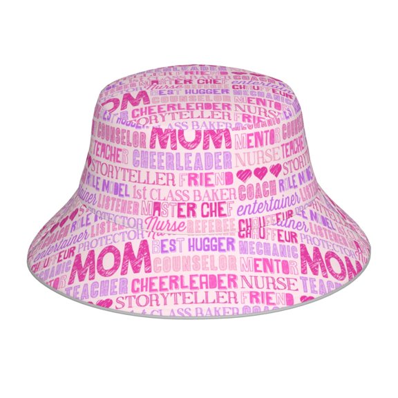 Vsdgher Best Mom ever Print Bucket Hat for Men&Women Bucket Hat Reversible Summer Double-Side-Wear Travel Gardening, Beach, Camping, Hiking, Fishing Cap