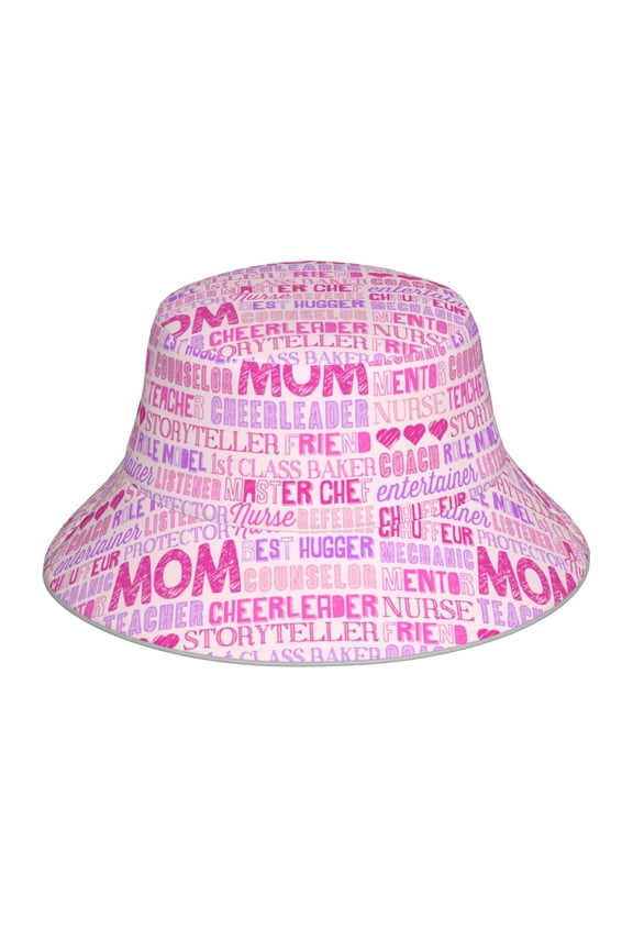 Best Mom ever Print Bucket Hat for Men&Women Bucket Hat Reversible Summer Double-Side-Wear Travel Gardening, Beach, Camping, Hiking, Fishing Cap