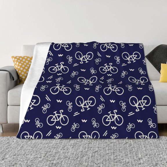 Vsdgher Bicycle1 Pattern Fleece Throw Blanket, Horizontal Fleece Bedding Home Decor for Couch & Bed All Season Use -80"x60"