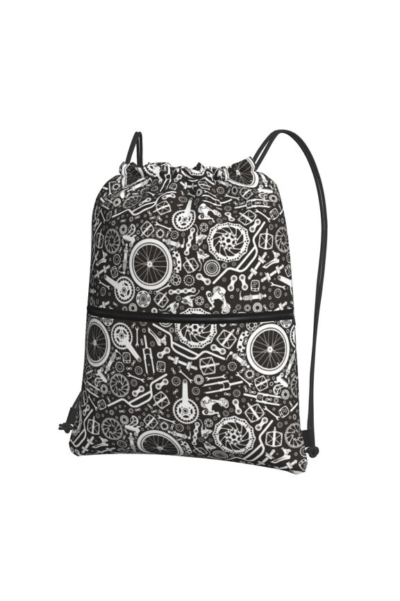 Bicycles Parts Drawstring Backpack Water Resistant String Bag Sports Sackpack Gym Sack for Men Women