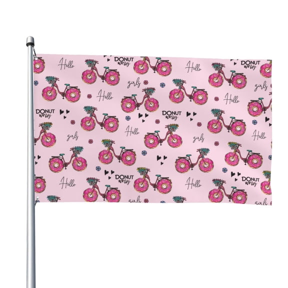 Vsdgher Bike with Donut Wheels Print Outdoor Decorative Flag 4x6ft, Suitable for outdoor decoration, can be hung indoors, on outdoor lawns, balconies, parties