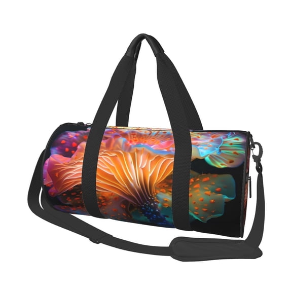 Vsdgher Bioluminescent Underwater Flower 45L Foldable Duffel Bag, Sports Gym Bag,Overnight Bag, Portable Weekender Bag for Airplanes