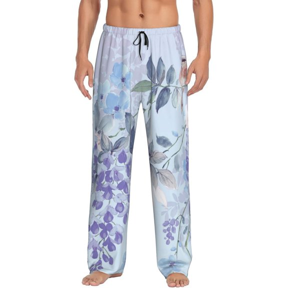 Vsdgher Bird Butterfly Stripe Print Mens Pajama Pants Sleep & Lounge Pants, PJ Bottoms With elastic waistb and Pockets