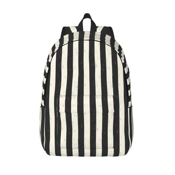 Vsdgher Black And White Thick Stripes Print Canvas Backpack Travel Rucksack Unisex Knapsack 15.7/17.7Inch Laptop Backpack for Work,College -Small