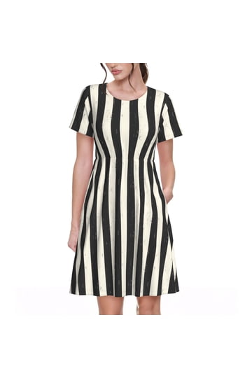 White And Black Striped Maxi Dress
