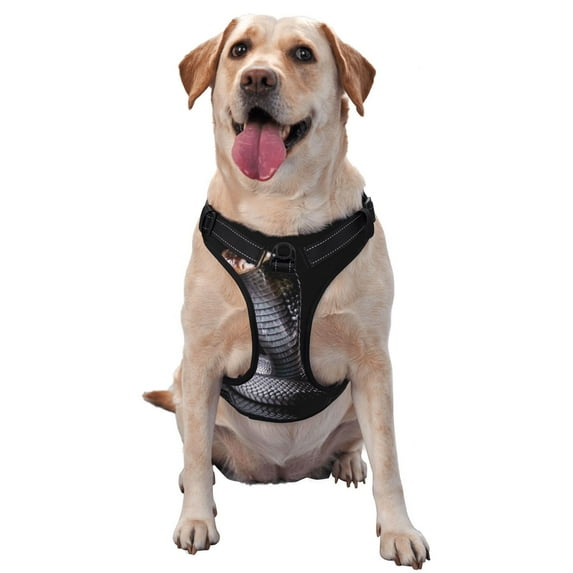 Vsdgher Black Cobra Snake Dog Harness, No-Pull Pet Harness, Dog Vest, Pet Vest for Small to Large Dogs-Large