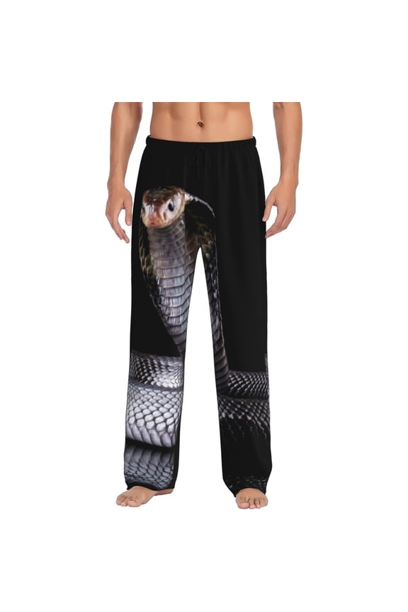 Black Cobra Snake Mens Pajama Pants Sleep & Lounge Pants, PJ Pants-Small