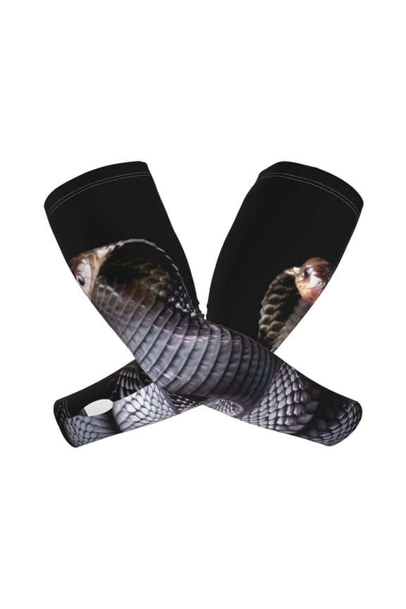 Black Cobra Snake Pattern Cooling Arm Sleeves for Men & Women, Breathable, UV Sun Protection, Sports Arm Sleeves for Women, Men & Youth