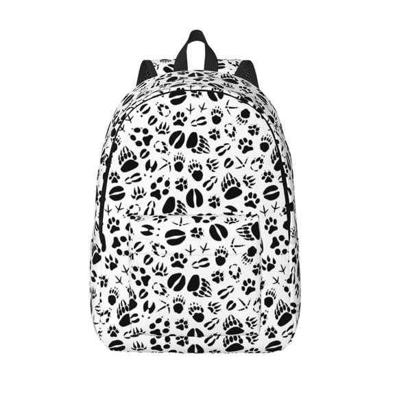 Vsdgher Black Footprints Print Canvas Backpack Travel Rucksack Unisex Knapsack 15.7/17.7Inch Laptop Backpack for Work,College -Medium