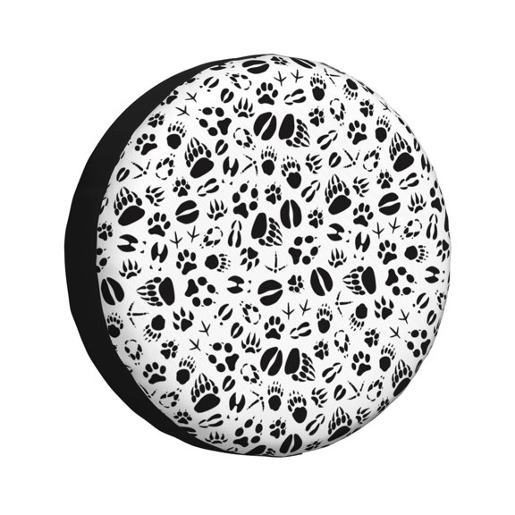 Vsdgher Black Footprints for Spare Tire Cover, Tire Wheel Protector Wheel Cover Fit for Truck,Trailer,RV,SUV,Camper and Most Vehicle-17 inch