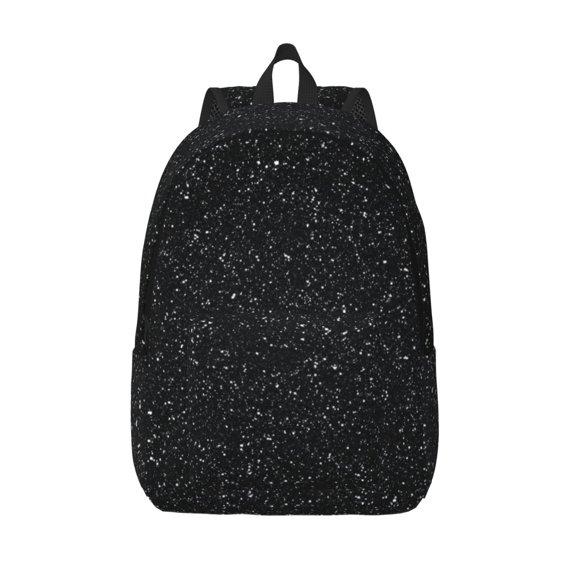 Vsdgher Black Glitter Print Canvas Backpack Travel Rucksack Unisex Knapsack 15.7/17.7Inch Laptop Backpack for Work,College -Small
