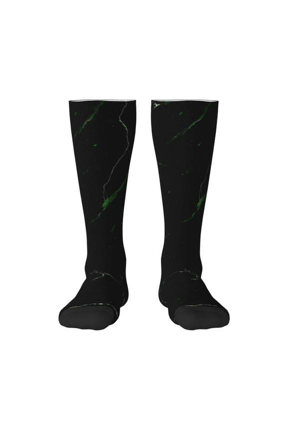 Black Marble Knee Socks, High Socks Long Stretchy Sock Women Knee High Stocking, Long Socks for Women