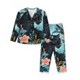 thumbnail image 1 of Vsdgher Black Panther Floral Illustration Pajamas Set Long Sleeve Sleepwear Womens Button Down Nightwear Pj Sets-X-Large, 1 of 7