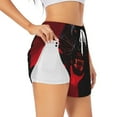 thumbnail image 1 of Vsdgher Black Panther Red Background Athletic Shorts for Women, Women's Running Double Layer Shorts, High Waisted Yoga Shorts, Workout Athletic Shorts-Large, 1 of 7