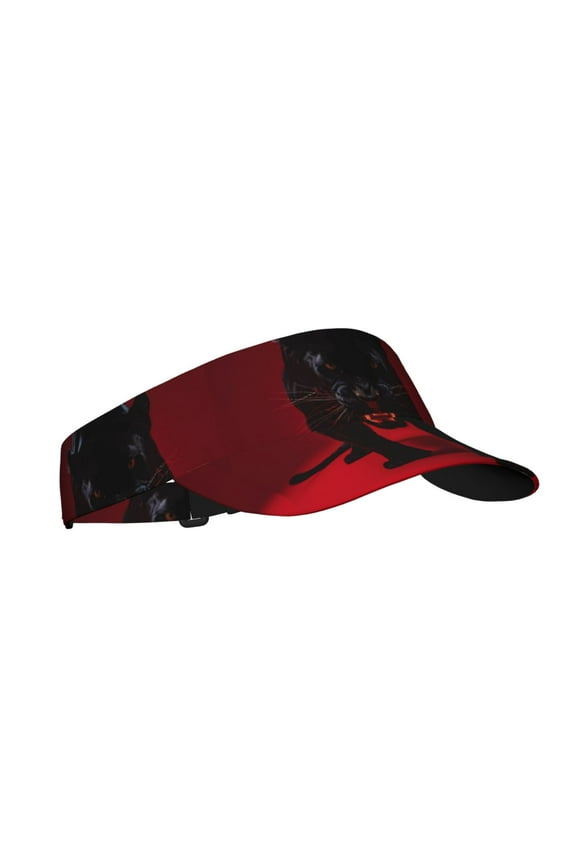 Black Panther Red Background Print Adult Sunscreen Visor Cap,1 Piece of Sport Sun Visor Hats Adjustable Sun Hat for Outdoor Activities Fits for Women and Men (One Size)