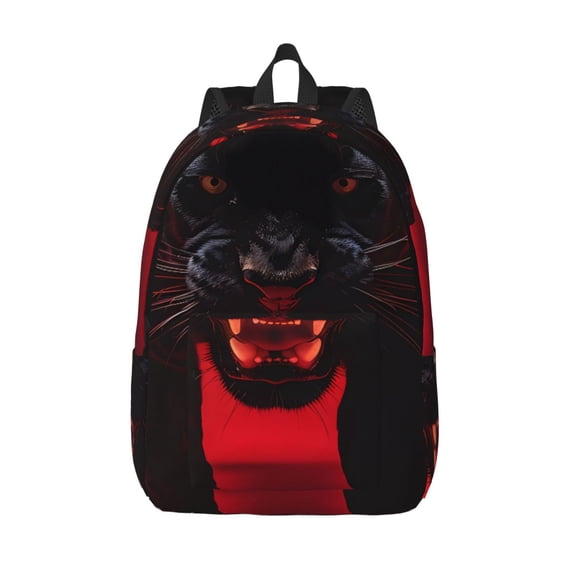 Vsdgher Black Panther Red Background Print Canvas Backpack Travel Rucksack Unisex Knapsack 15.7/17.7Inch Laptop Backpack for Work,College -Small