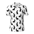 thumbnail image 1 of Vsdgher Black Rabbit Print Men's Short Sleeve Stretch Polo Shirt, Moisture-Wicking Performance Polo Shirt, 1 of 8