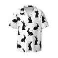 thumbnail image 1 of Vsdgher Black Rabbit Print Men's Wrinkle Free Untucked Cuban Shirt Business Casual Button Down Shirts Short Sleeve Shirt, 1 of 7