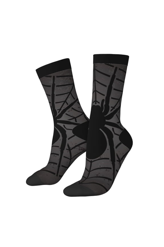 Black Spider On Web 1 Crew Socks for Men & Women, Breathable Casual Athletic Ankle Socks