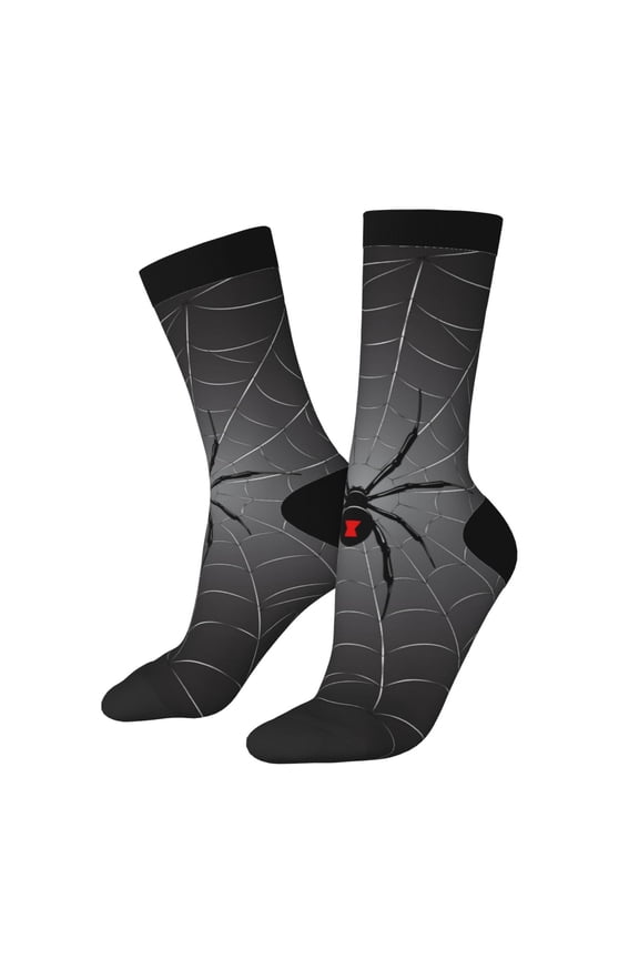 Black Spider On Web Crew Socks for Men & Women, Breathable Casual Athletic Ankle Socks