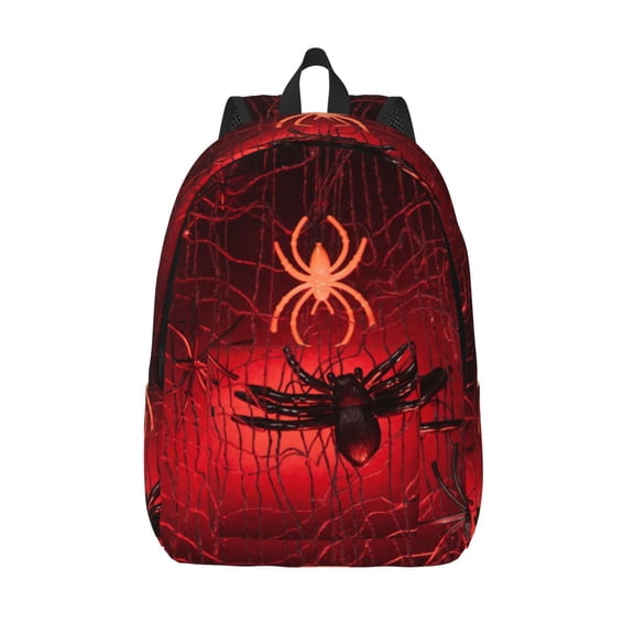 Vsdgher Black Spider Web With Spiders Print Canvas Backpack Travel Rucksack Unisex Knapsack 15.7/17.7Inch Laptop Backpack for Work,College -Medium