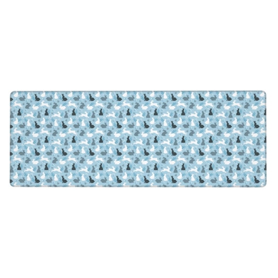 Vsdgher Black White Gray Rabbit for Mouse Pad with Stitched Edges,Desk mat for Laptop,Computer & PC, Wristing Pad for Gamer,Office & Home,12 x 31.5 in