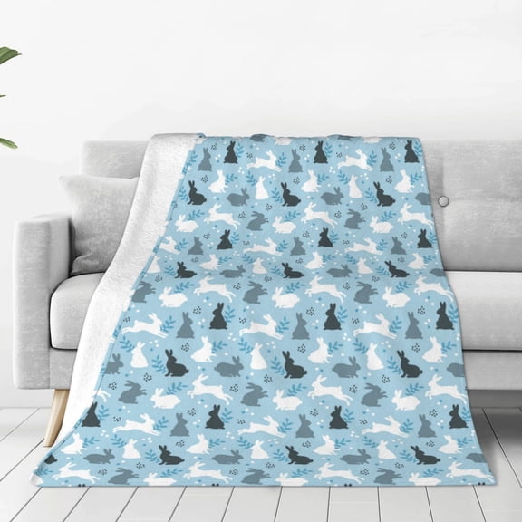 Vsdgher Black White Gray Rabbit Ultra-Soft Micro flannel Blanket Throw Blankets for Couch Sofa, Bed (4 sizes)-60"x50"