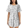 thumbnail image 1 of Vsdgher Black White Music Pattern Womens Pajamas 2 Piece Short Sleeve Sleepwear Set,Summer Soft Pajamas Set Casual Lounge Sets, 2-Piece Pj -XX-Large, 1 of 8